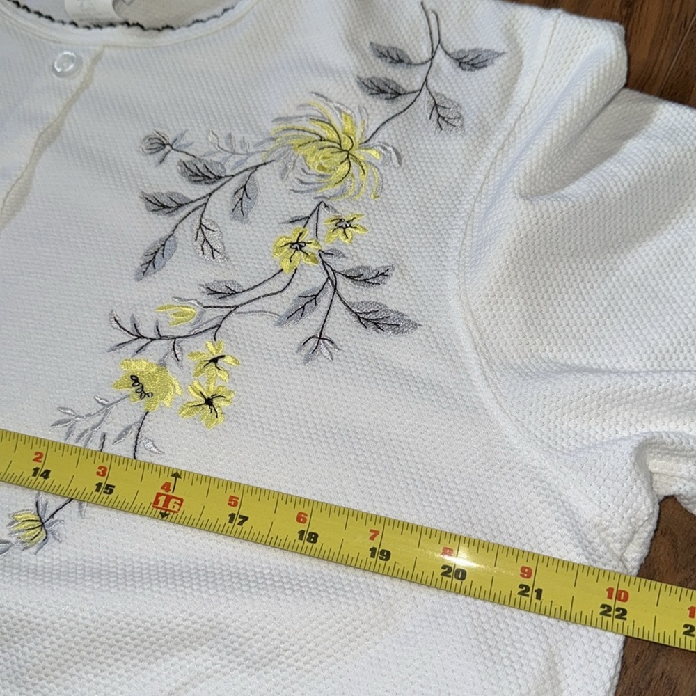 Vintage 1990s Bon Worth Med Floral Embroidered Shirt - button up short sleeve M - Picture 6 of 13